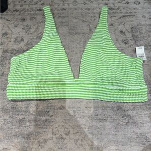 Striped Lime Green & White Ribbed bikini top